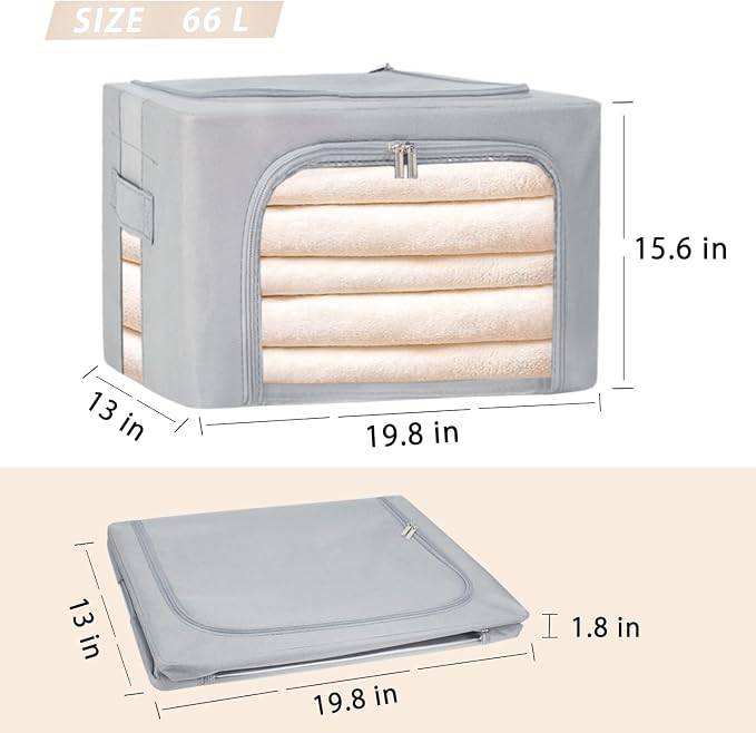 Clothes Storage Box Bins Stackable Foldable Organizer, Sturdy Handles - Image 2