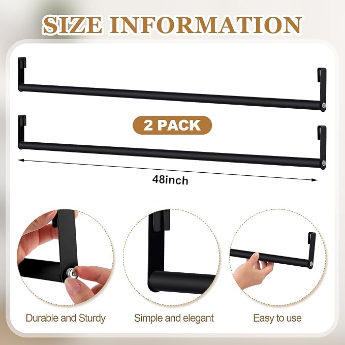 2 Pack Wire Shelving Garment Hanger Bar Wire Shelving Accessories Industrial - Image 2