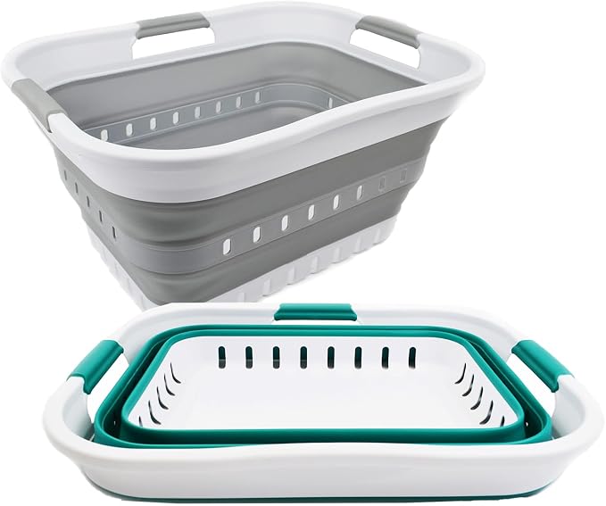 SAMMART Set of 2-30L Collapsible Plastic Laundry Basket - Image 2