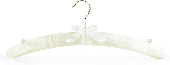 HANGERWORLD Ivory Satin Padded Hangers 17inch by Hangerworld