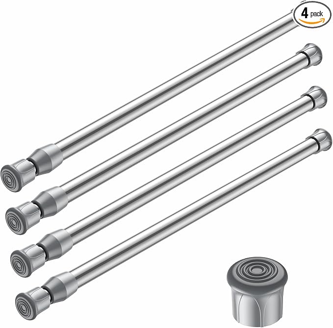 AIZESI 4PCS Silver Tension Rod 17 to 28 Inch, Adjustable Spring Curtain Rods No by AIZESITENSIONROD