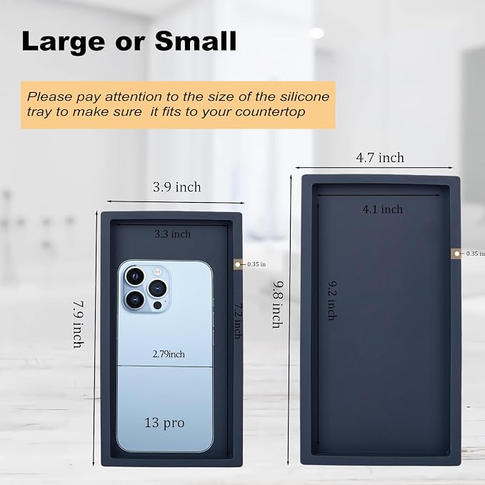 Small Silicone Bathroom Vanity Tray Rectangle Soap and Sponge Holder Kitchen - Image 6
