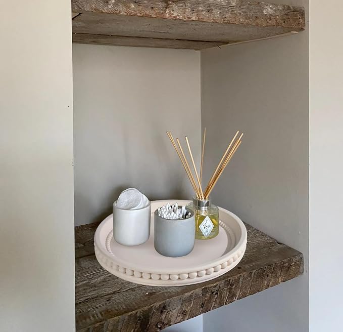 Vixdonos Bead Style Decorative Tray, Round Concrete Tray - Image 7