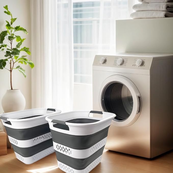 SAMMART 40L Collapsible Plastic Laundry Basket - Image 2