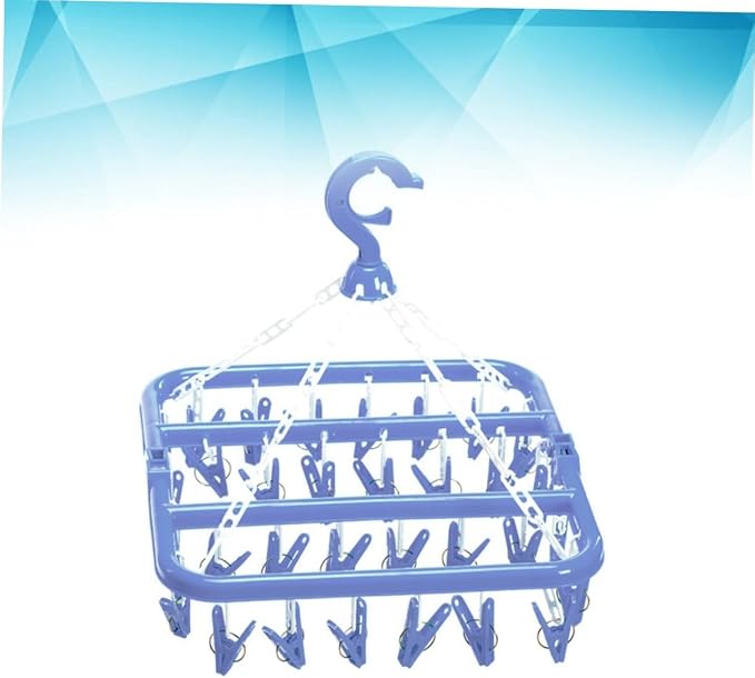 Laundry Drying Rack 32 Clips Plastic Hanger Folding - Image 3