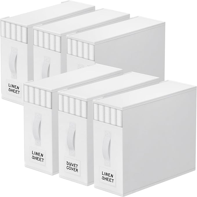 6 Pack Bed Sheet Closet Organizers and Storage, Sturdy Foldable Storage by StorageTastic