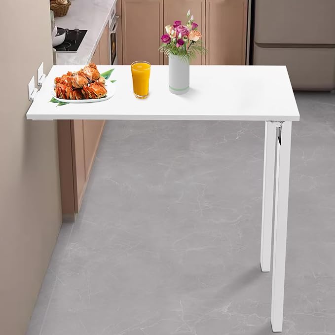Wall Mounted Folding Table, Wood Folding Dining Table - Image 2