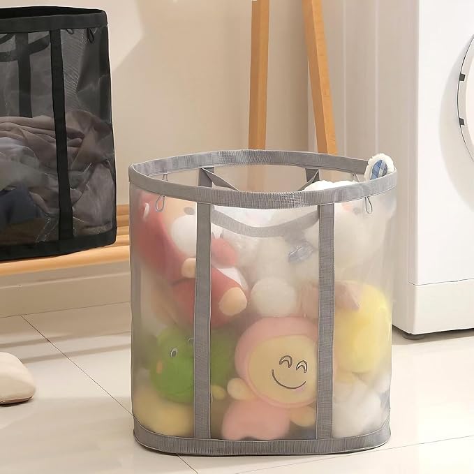 Mesh Bag with Handles, Collapsible Laundry Basket, Foldable Laundry Bag - Image 3