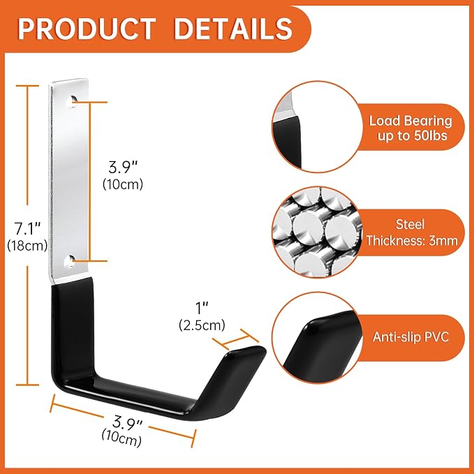 Heavy Duty Steel Hooks, Garage Storage Utility Hooks, Heavy Duty Tool Organizer - Image 2