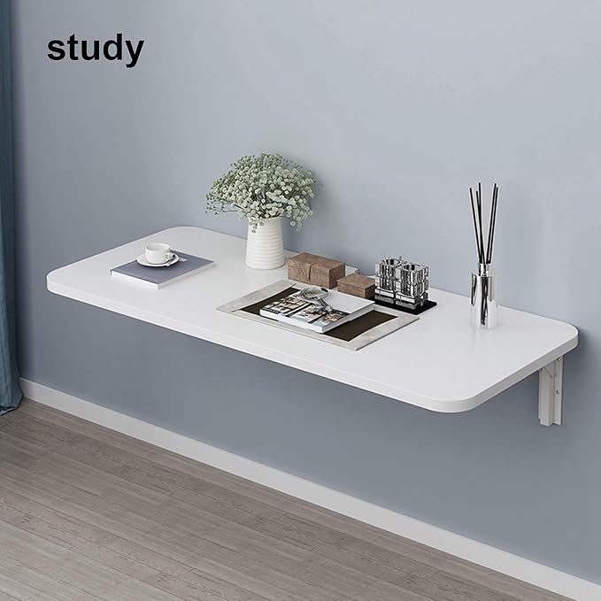 Desk Foldable Wooden Wall-Mounted Floor Table Space-Saving Floating Computer - Image 8