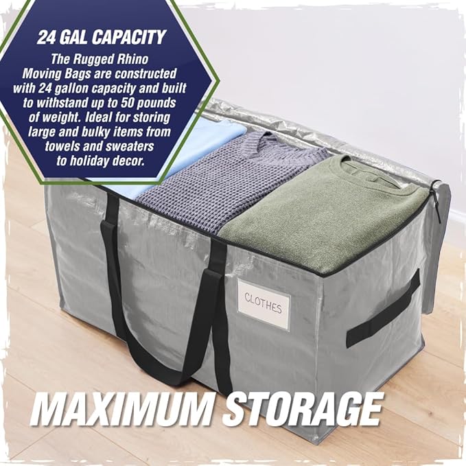 RUGGED RHINO Heavy Duty Extra Large Moving Bags, Durable Bag - Image 3