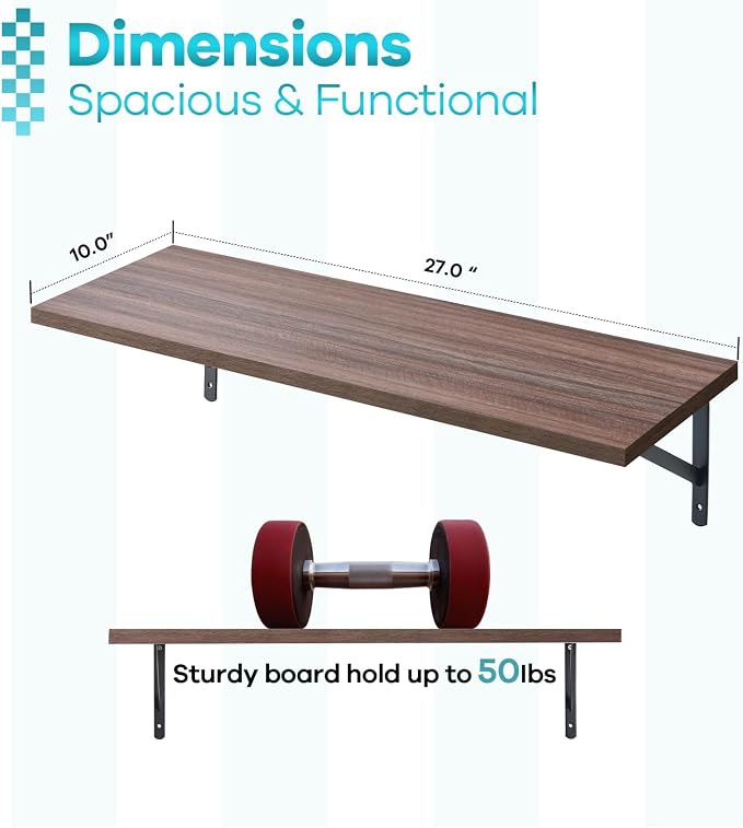 Kaboon 24in Floating Cube Shelves Set of 2, Display Shelves Wall Mount - Image 5