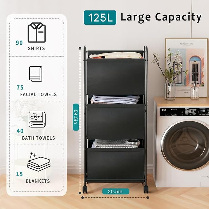 125L Vertical Laundry Hamper - Image 2