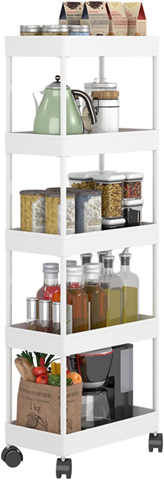Slim Storage Cart, Bathroom Organizer Kitchen Organization Mobile Shelving Unit by Unknown