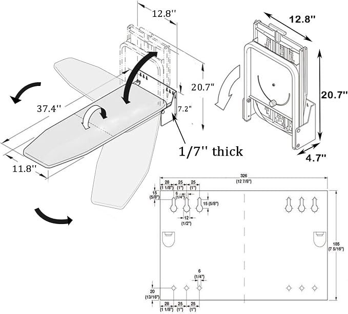 uyoyous Heavy Duty Ironing Board Wall Mounted 37.8x11.8 Inch, Foldable - Image 3