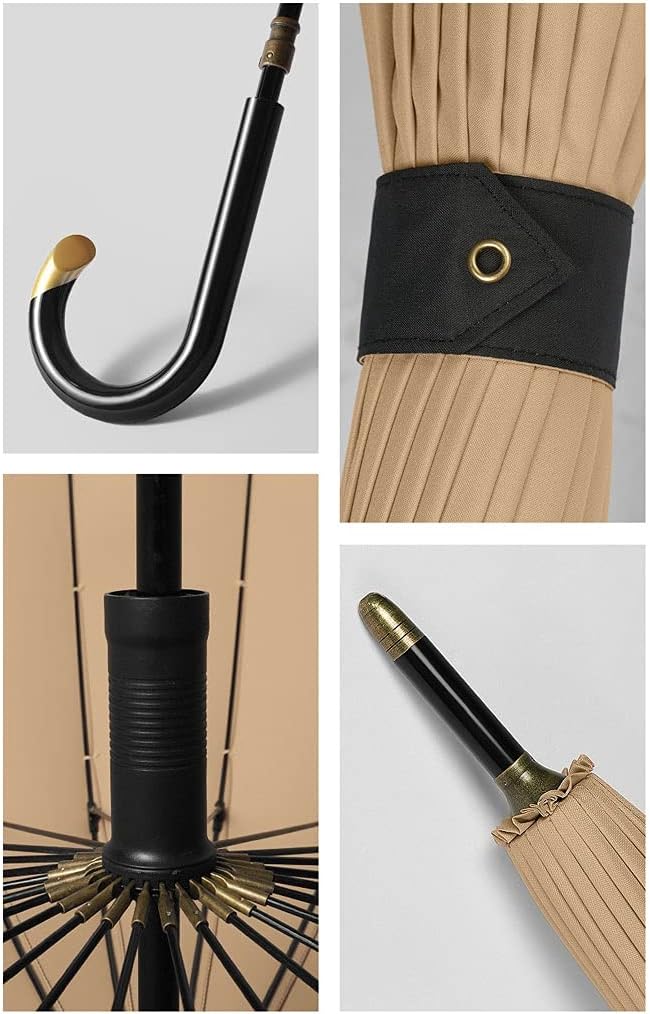 Golf Umbrella with J Handle Windproof Classic Stick Wedding Cane Umbrella - Image 3