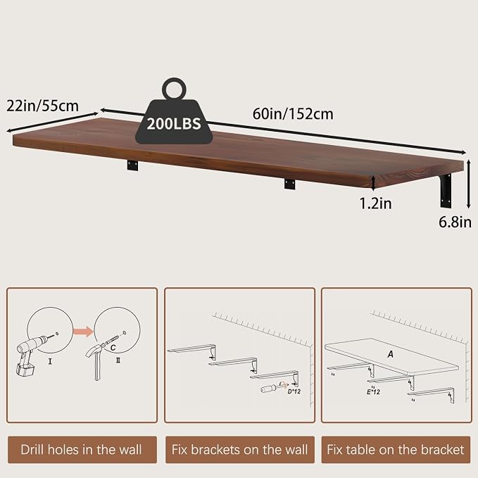 Floating Wall Mounted Table Desk - Image 2