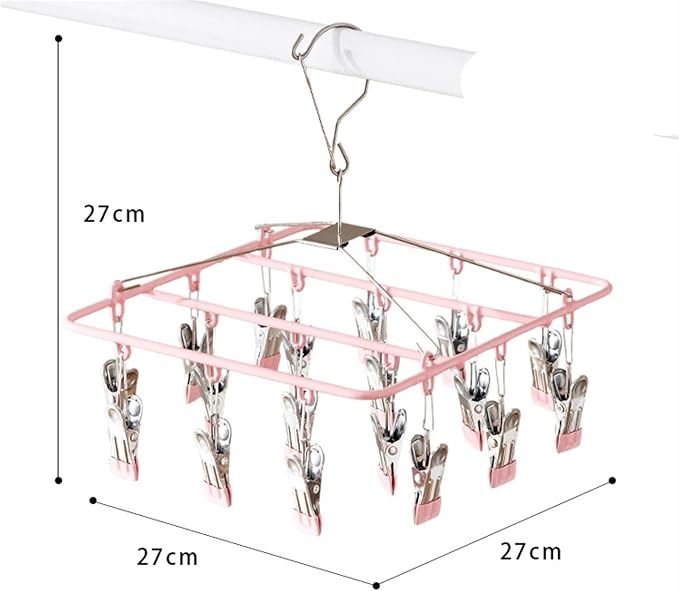 Aluminum Drying Rack with 18 Clips, Windproof Hook, Drip Drying Hanger - Image 2