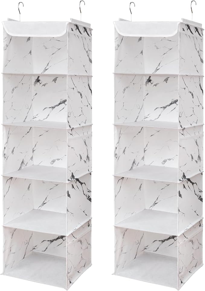 5 Shelves Hanging Closet Organizer, 2 Pack Hanging Storage by BrilliantJo