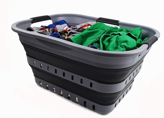 SAMMART Set of 2-30L Collapsible Plastic Laundry Basket - Image 5