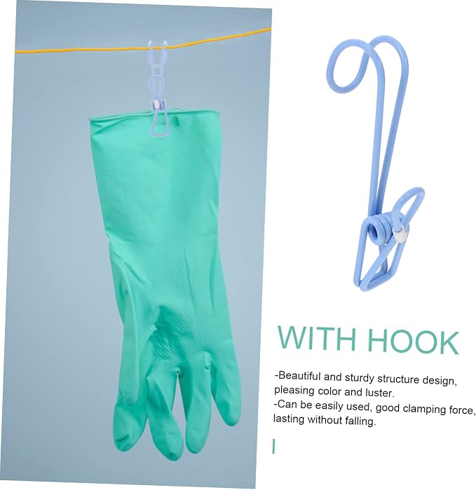 10pcs Hanging Hooks Clothes Clips Hooks Socks Drying Clip Kitchen Laundry - Image 5