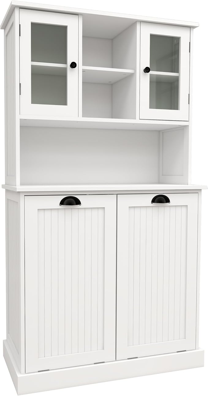 Tall Tilt-Out Double Doors Laundry Cabinet Hamper, Large Pull Out Laundry Room - Image 8