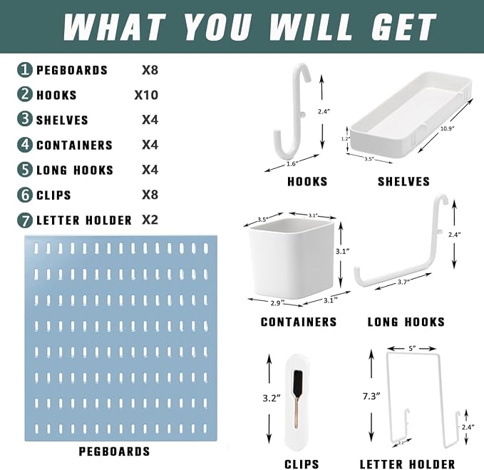 8-Pack 22"x44" Plastic Pegboard Panels Durable Modular Organizer Boards - Image 4