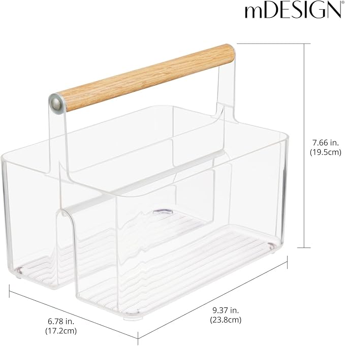 mDesign Plastic Portable Shower Caddy Divided Basket Bin Storage Organizer - Image 3