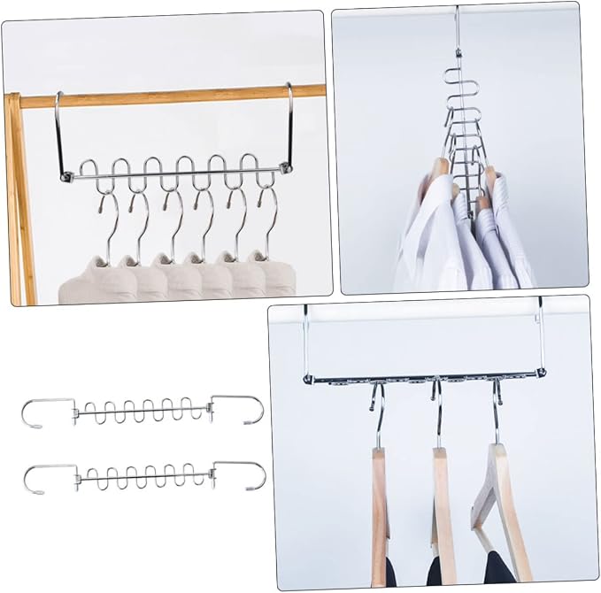 Healifty 2sets Multi Hole Clothes Storage Rack Versatile Clothes Hanger - Image 9