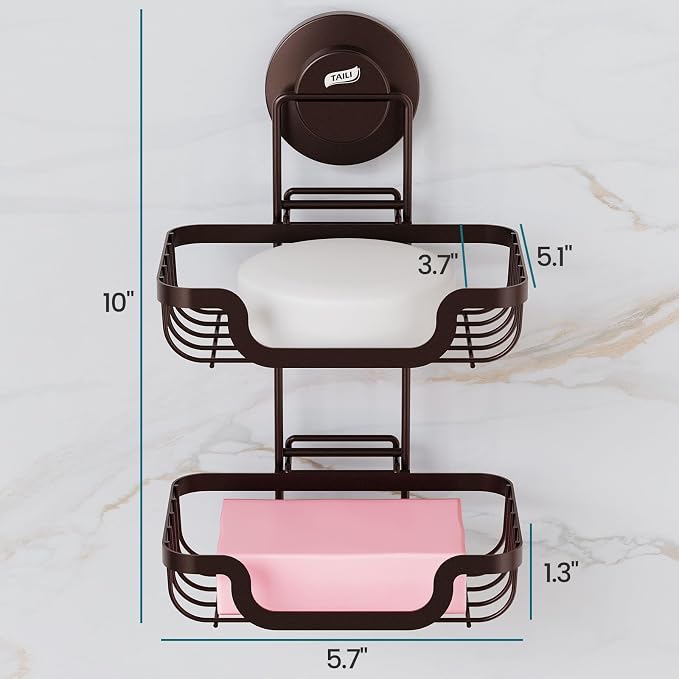 TAILI Double Layer Soap Holder, Bar Soap Dish Suction Cup - Image 4