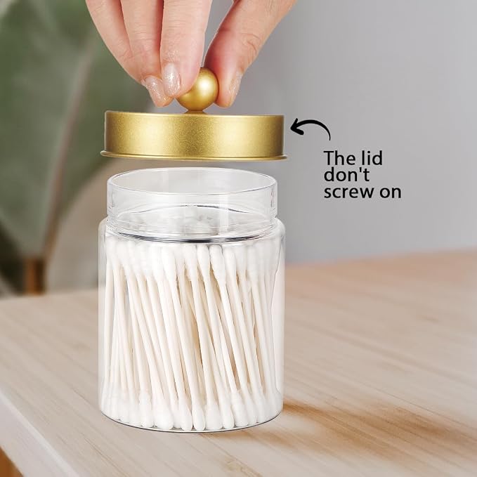 Amolliar Qtip Holder Dispenser -8oz Plastic Apothecary Jar Containers - Image 7
