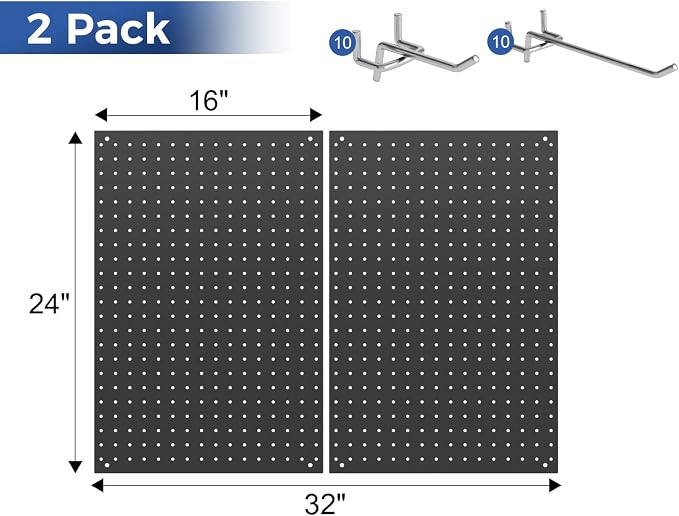 2 Pcs 24”×16”Metal Pegboard Panels, Heavy Duty Peg Boards - Image 3