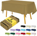Plastic Gold Tablecloths 3 Pack Disposable Table Covers 54 x 108 Inch Golden by Hereisa