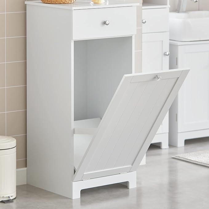 SoBuy Slim Tilt-Out Laundry Hamper Cabinet, Smal Pull-Out Bathroom Storage Unit - Image 8