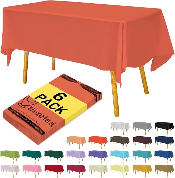 Coral 6 Pack Plastic Table Cloths by Hereisa