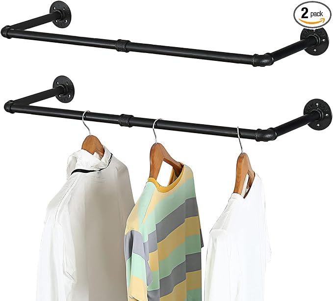 Oroonoko 2PCS 36inch Industrial Pipe Clothes Rack Wall Mount by Oroonoko