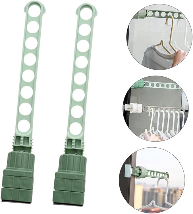 2pcs Shrinkage Clothing Rack Window Laundry Hanger Drying Rack Space Saving - Image 2