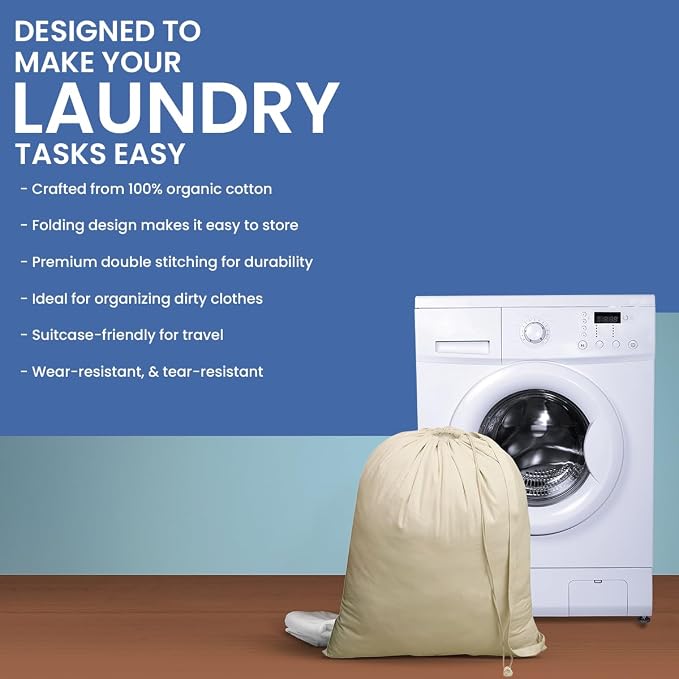 Laundry Bags| Storage bag| Heavy Duty Canvas Cotton Long Strap - Image 7
