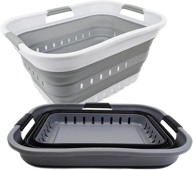SAMMART Set of 2-30L Collapsible Plastic Laundry Basket - Image 2