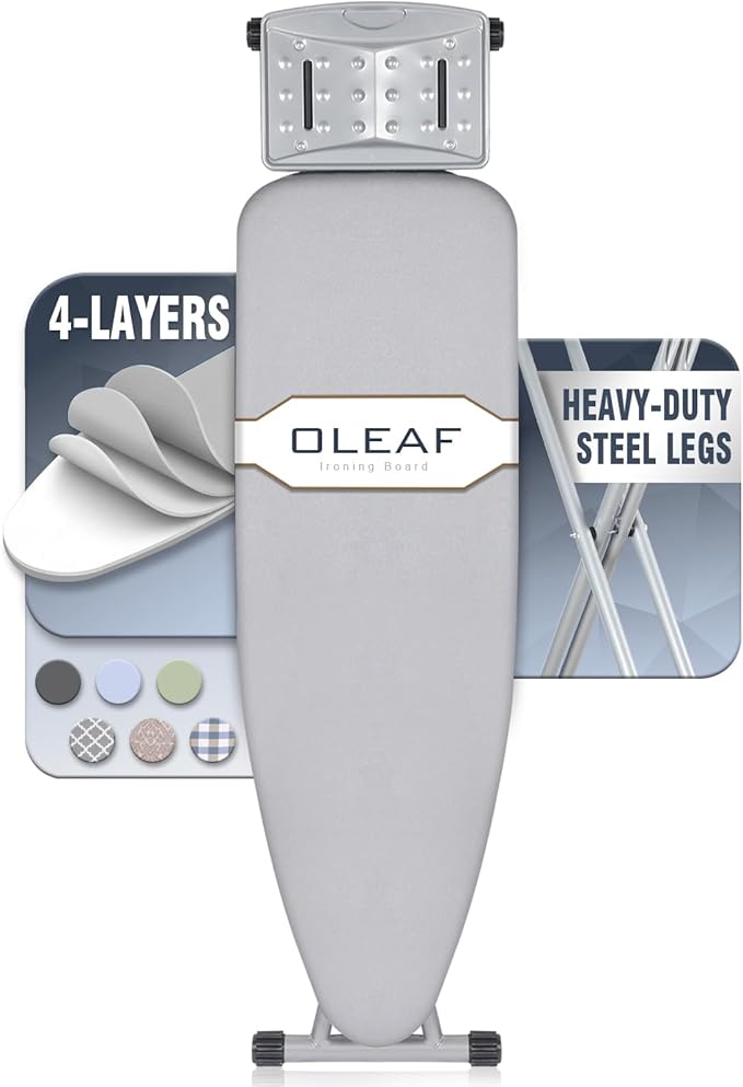 oleaf Ironing Board with Cover and Thicken Pad 43 x 13 Height Adjustable Full by oleaf
