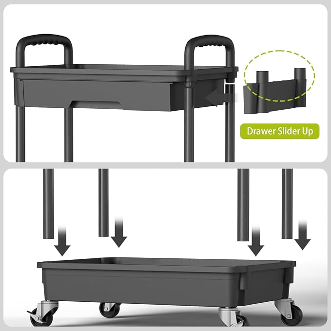 3 Tier Rolling Cart Organizer, Laundry Room Bathroom Organizers and Storage - Image 5