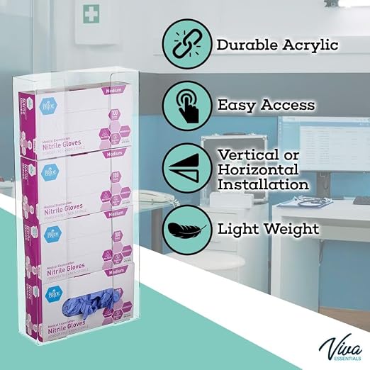 AdirMed VivaEssentials Quad Glove Box Holder, Wall Mount or Free Standing Clear - Image 7