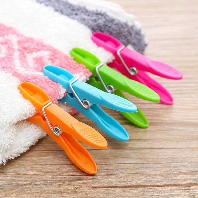 24pcs Assorted Color Large Plastic Clothespins Windproof Hanger Clothes Peg - Image 2