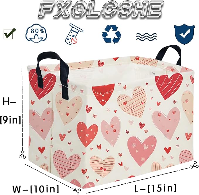 Rectangular Pink Valentine's Day Gift Basket, nursery basket, kids toy storage - Image 7