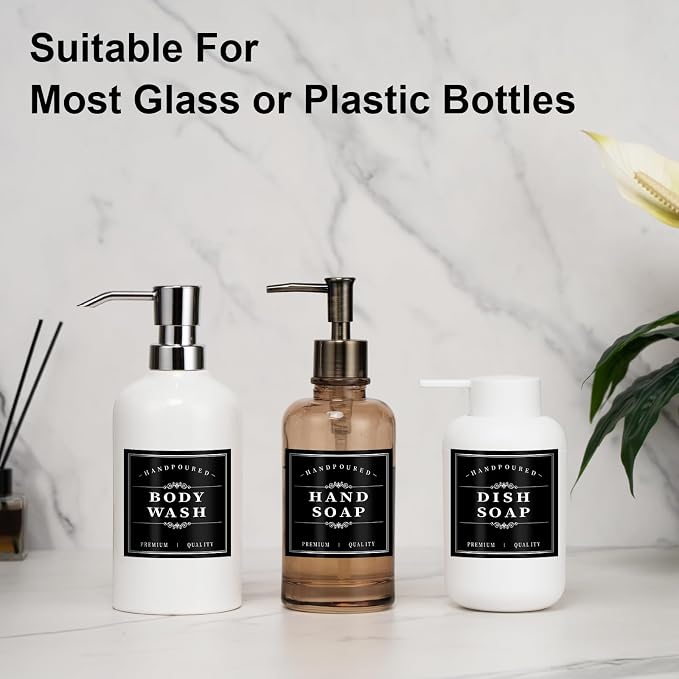 12Pcs Black Waterproof Minimalist Bathroom Bottle Labels Removable Organization - Image 3