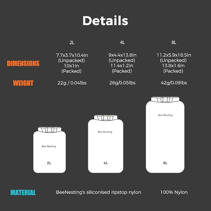 Bee Nesting Waterproof Dry Bag Lightweight Dry Sack Marine Dry Bags Suitable - Image 5