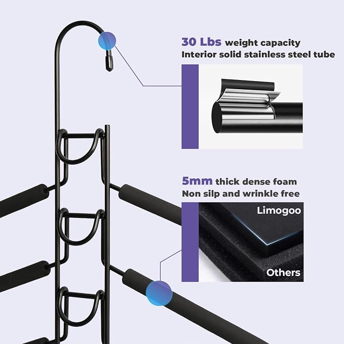 Shirt Hangers Space Saving, 5 in 1 Multi Layer Clothes Hanger - Image 4