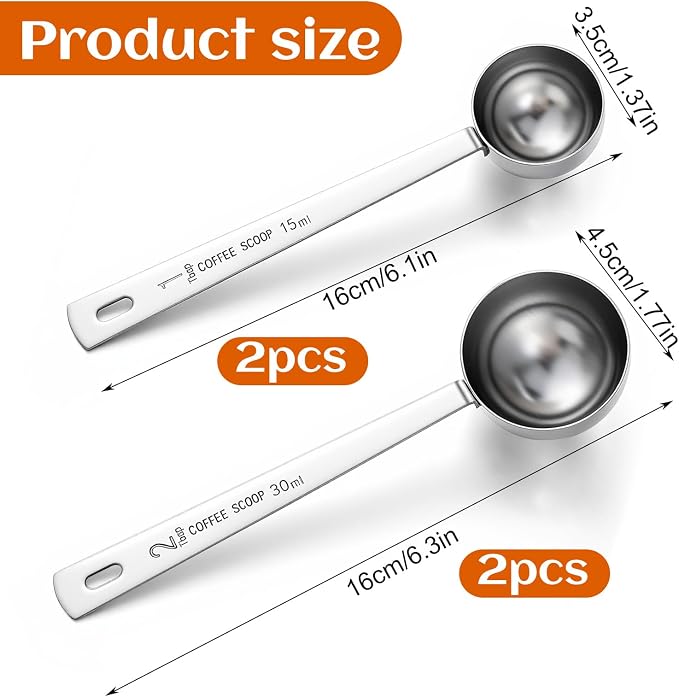 4 Pcs Tablespoon Measuring Spoon 1 & 2 Tablespoon Scoops 15 & 30 ML Stainless - Image 2