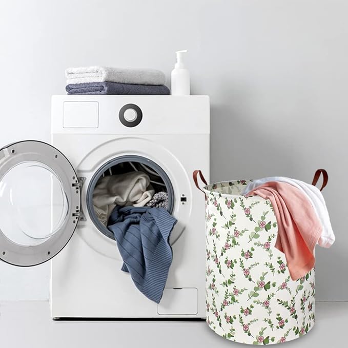 Large Round Canvas Linen Laundry Hamper, Waterproof Storage Bin - Image 4