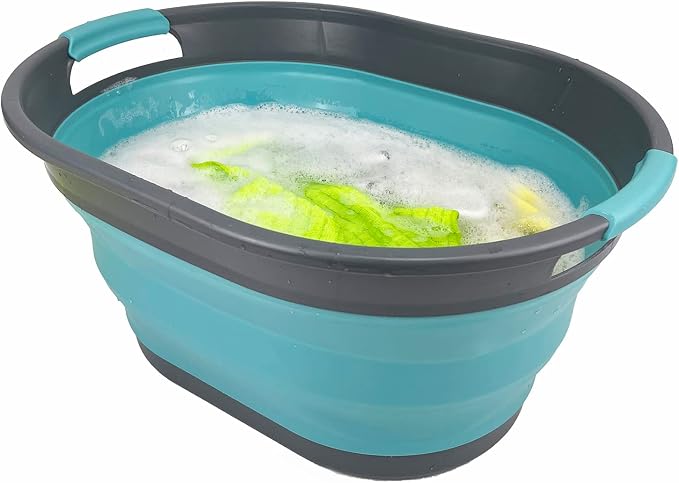 SAMMSAMMART 28L Set of 2 Oval Collapsible Plastic Laundry Basket - Image 6